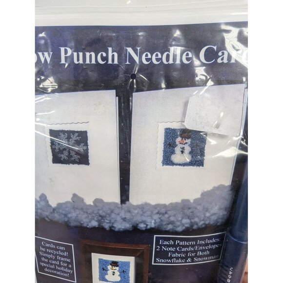 Legacy Snow 2 Punch Needle Cards Envelopes Printed Fabric Pack - Picture 2 of 5